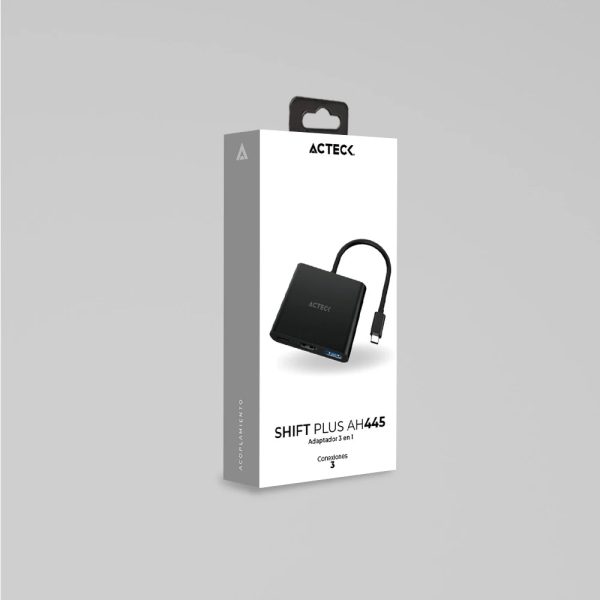 Acteck Shift Plus AH445 Alámbrico USB 3.2 Gen 1 (3.1 Gen 1) Type-C Negro - Imagen 2