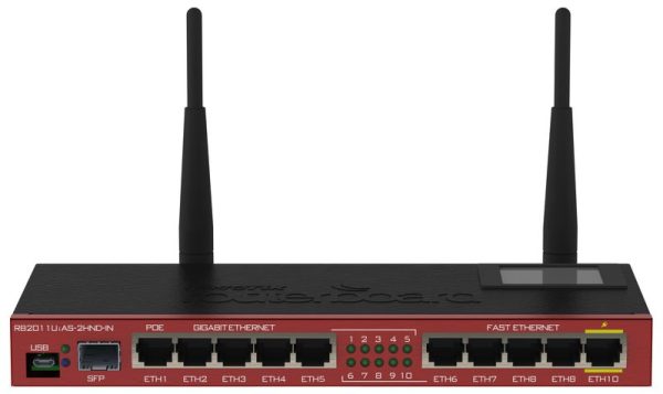 Mikrotik RB2011UIAS-2HND-IN router inalámbrico Gigabit Ethernet Banda única (2,4 GHz) Negro, Burdeos - Imagen 2