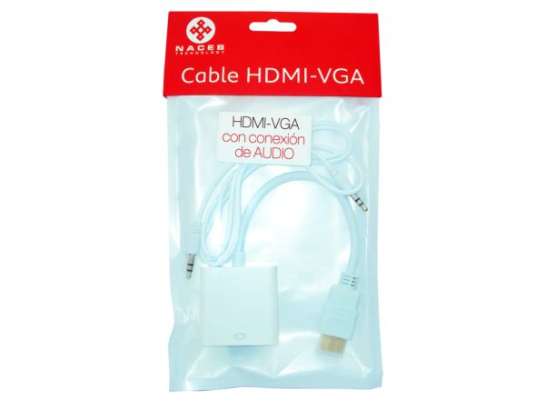 Naceb Technology NA-235 adaptador de cable de vídeo VGA (D-Sub) HDMI Tipo A (Estándar) Blanco - Imagen 2