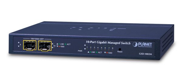 PLANET GSD-1002M dispositivo de redes Gestionado L2/L4 Gigabit Ethernet (10/100/1000) Energía sobre Ethernet (PoE) Azul - Imagen 2