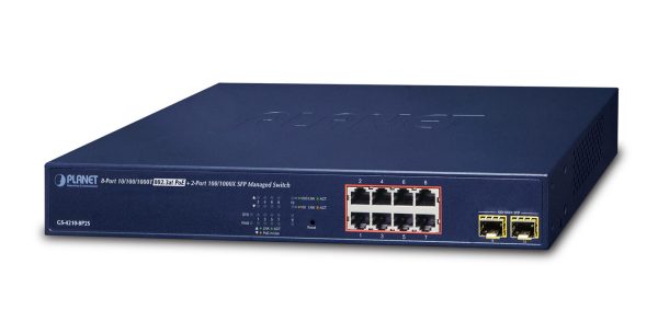PLANET GS-4210-8P2S dispositivo de redes Gestionado Gigabit Ethernet (10/100/1000) Energía sobre Ethernet (PoE) 1U Azul