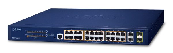 PLANET FGSW-2624HPS dispositivo de redes Gestionado L2/L4 Gigabit Ethernet (10/100/1000) Energía sobre Ethernet (PoE) 1U Azul - Imagen 2