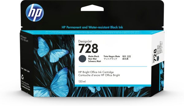 HP Cartucho de tinta DesignJet 728 negro mate de 130 ml