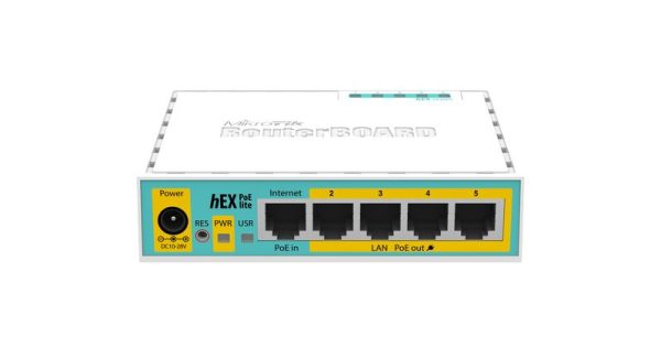 Mikrotik hEX PoE lite enrutador Ethernet rápido Blanco - Imagen 2