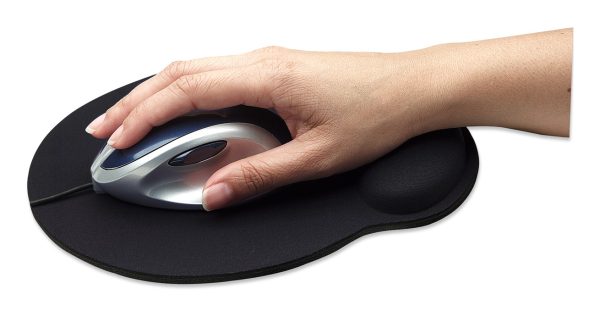 Manhattan Mouse Pad con Descansa Muñecas El material de gel promueve la posición adecuada de la mano y la muñeca, negro - Imagen 2
