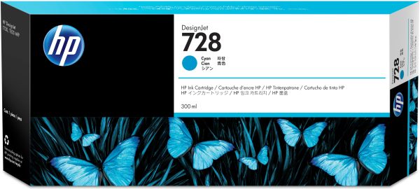 HP Cartucho de tinta DesignJet 728 cian de 300 ml