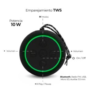 Acteck AP480 Altavoz portátil estéreo Negro 10 W