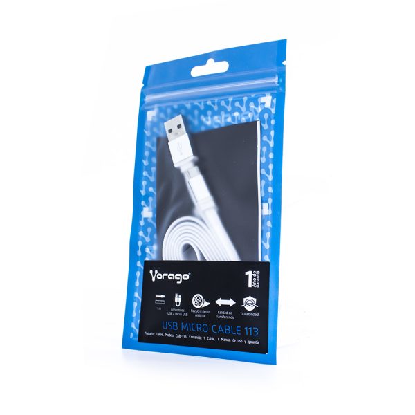 Vorago CAB-113 cable USB USB 2.0 1 m USB A Micro-USB B Blanco - Imagen 4
