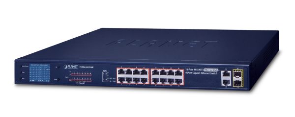PLANET FGSW-1822VHP dispositivo de redes No administrado Fast Ethernet (10/100) Energía sobre Ethernet (PoE) 1U Azul - Imagen 2