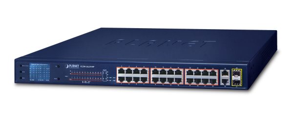 PLANET FGSW-2622VHP dispositivo de redes No administrado L2 Fast Ethernet (10/100) Energía sobre Ethernet (PoE) 1U Azul