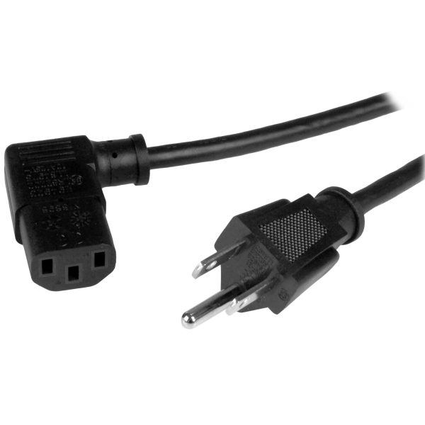 StarTech.com Cable de 1m de Alimentación de Computadora, Acodado en Ángulo Recto NEMA 5-15P a C13, 10A 125V, 18AWG, Cable de Corriente para Impresora, Computadora o Monitor, UL
