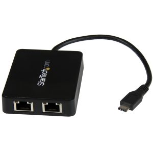 StarTech.com Adaptador de Red USB-C con Dos Puertos Ethernet Gigabit y Puerto Adicional USB (Type-A)