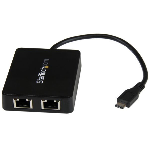 StarTech.com Adaptador de Red USB-C con Dos Puertos Ethernet Gigabit y Puerto Adicional USB (Type-A)
