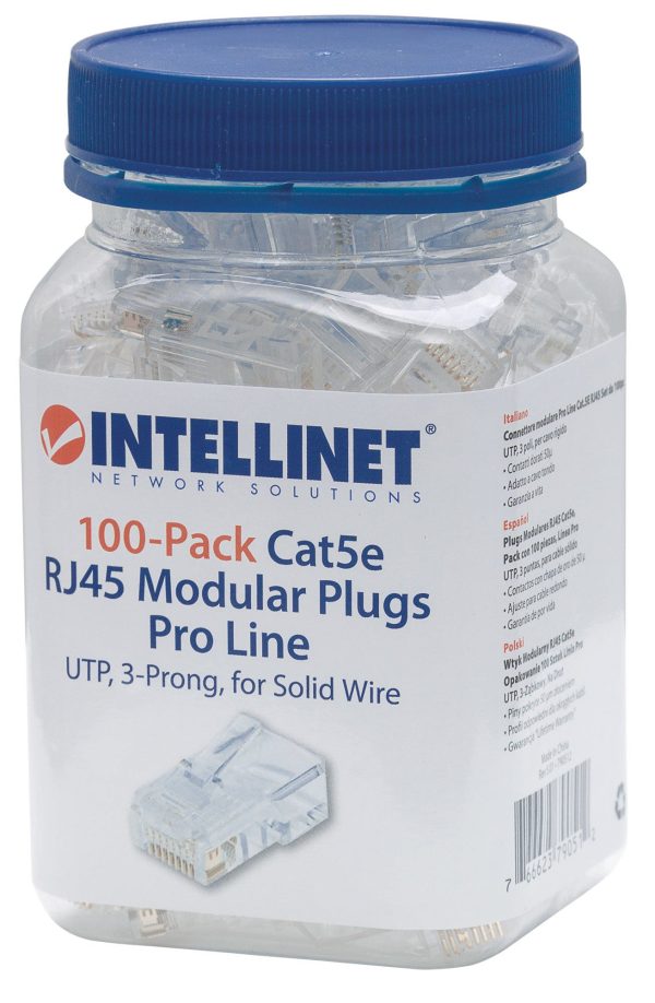 Intellinet PLUG RJ45 CAT5E SOLIDO UTP BOTE 100 PZAS ORO 50-MICRAS PRO - Imagen 3