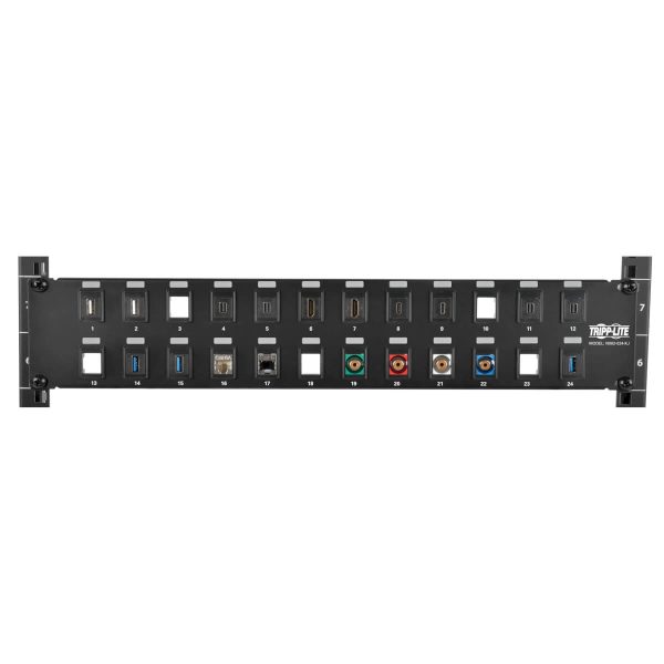 Tripp Lite N062-024-KJ Panel de Conexiones sin Blindaje RJ45 Keystone / Multimedia de 24 Puertos de 2U Para Instalación en Rack, Ethernet RJ45, USB, HDMI, Cat5e / Cat6 - Imagen 3