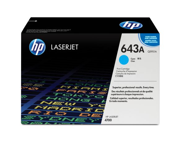 HP Cartucho original de tóner cian 643A LaserJet