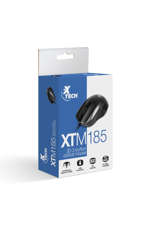 Xtech XTM-185 ratón Oficina Ambidiestro USB tipo A Óptico 800 DPI - Imagen 2