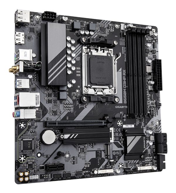 GIGABYTE B650M D3HP AX Placa base - AMD Ryzen serie 9000, VRM de 5+2+2 fases, hasta 8000 MHz DDR5 (OC), 2xPCIe 4.0 M.2, WIFI 6E, LAN 2,5 GbE, USB 3.2 Gen 1 - Imagen 3