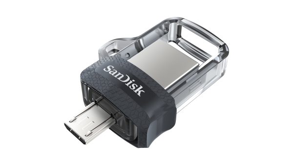 SanDisk Ultra Dual m3.0 unidad flash USB 128 GB USB Type-A / Micro-USB 3.2 Gen 1 (3.1 Gen 1) Negro, Plata, Transparente