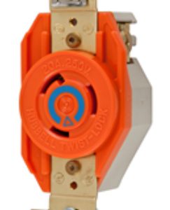Hubbell HUB-IG23-20 tomacorriente NEMA L6-20R Latón, Gris, Naranja