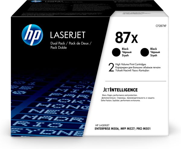 HP Paquete de 2 cartuchos originales de tóner de alta capacidad LaserJet 87X negro