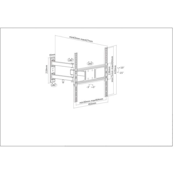 Manhattan Soporte para TV, de pared, movimiento articulado, pantallas curvas o planas de 32" a 55" de máximo 35 kg - Imagen 4