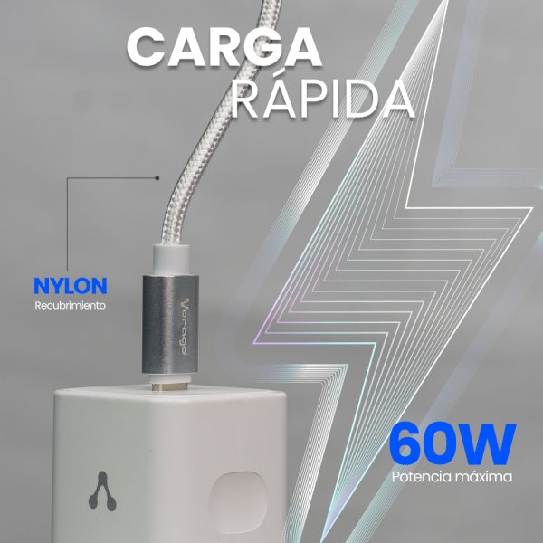 Vorago CAB-124-WH cable de transmisión Blanco 1 m USB C - Imagen 3