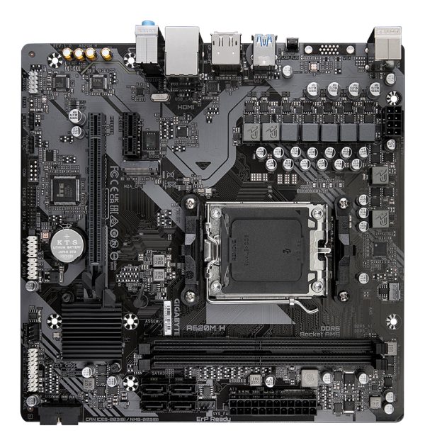 GIGABYTE A620M H Placa base - Soporta CPUs AMD Ryzen 8000, VRM digital de 5+2+2 fases, hasta 7200MHz DDR5 (OC), 1xPCIe 4.0 M.2, LAN GbE, USB 3.2 Gen 1 - Imagen 4