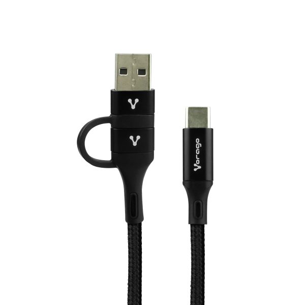 Vorago CAB-126 cable USB 1 m USB A/USB C USB C Negro - Imagen 3