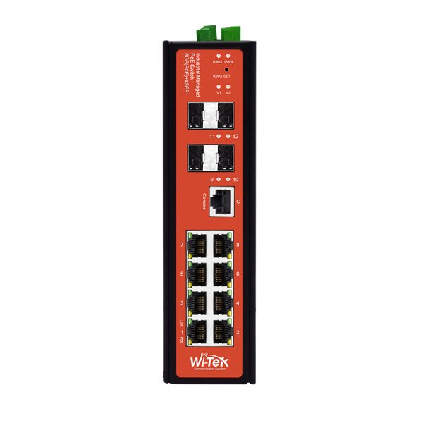 Wi-Tek WI-PMS312GF-I dispositivo de redes Gestionado L2 Gigabit Ethernet (10/100/1000) Energía sobre Ethernet (PoE) Negro, Naranja - Imagen 2