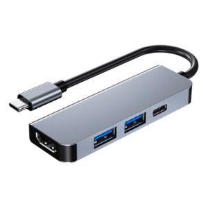 BRobotix 6006221 nodo concentrador USB 3.2 Gen 1 (3.1 Gen 1) Type-C 5000 Mbit/s Negro, Plata