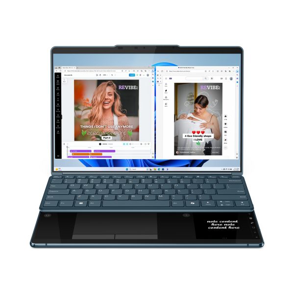 Lenovo Yoga Book 9 Intel Core Ultra 7 155U Híbrido (2-en-1) 33.8 cm (13.3") Pantalla táctil 2.8K 16 GB LPDDR5x-SDRAM 1 TB SSD Wi-Fi 6E (802.11ax) Windows 11 Home Verde azulado - Imagen 3