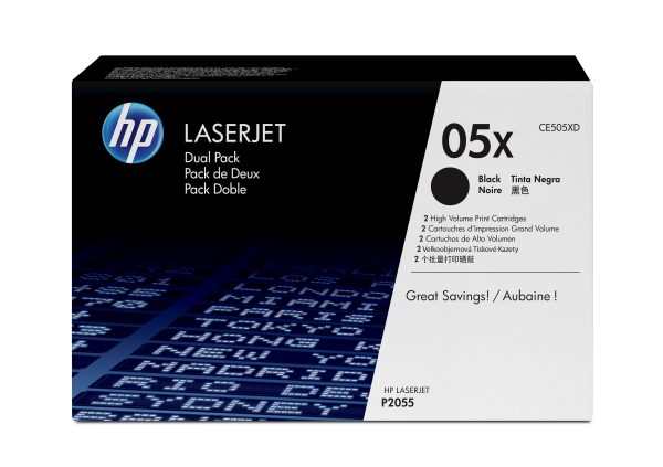 HP Paquete de 2 cartuchos originales de tóner negro de alto rendimiento 05X LaserJet