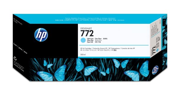 HP Cartucho de tinta DesignJet 772 de 300 ml, cian claro