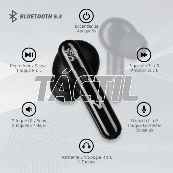 Vorago ESB-202 auricular y casco Auriculares True Wireless Stereo (TWS) Dentro de oído Música/uso diario USB Tipo C Bluetooth Negro - Imagen 4