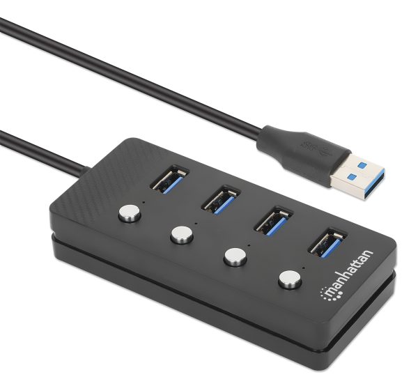 Manhattan 180887 hub de interfaz USB 3.2 Gen 1 (3.1 Gen 1) Type-A 5000 Mbit/s Negro - Imagen 2