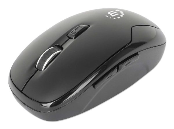 Manhattan Nanorreceptor USB-A, seis botones con rueda de desplazamiento, 800/1200/1600 ppp, contorno agradable para la muñeca, negro