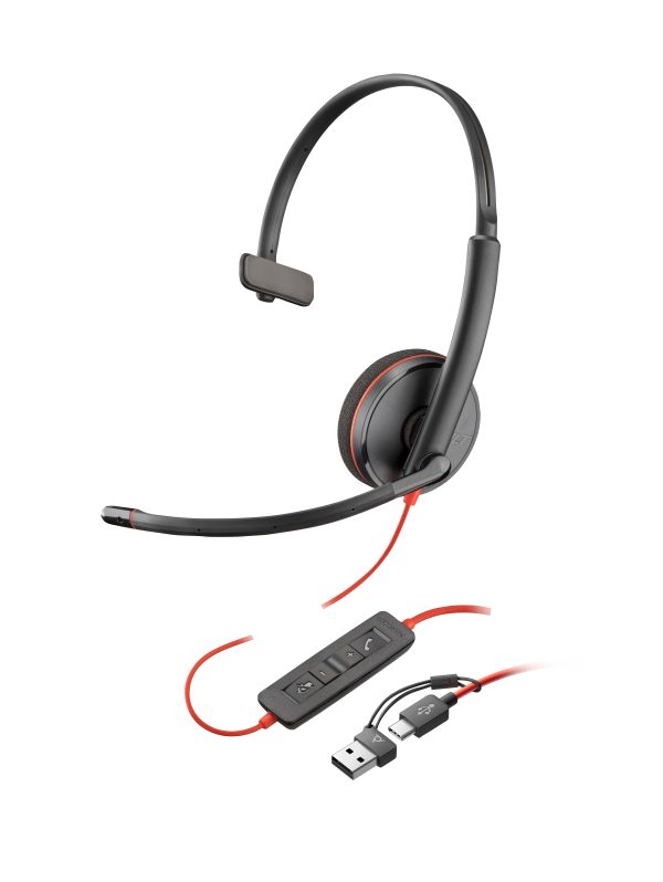 Poly Auriculares Blackwire 3210 monaural USB-C + adaptador USB-C/A (paquete) - Imagen 2