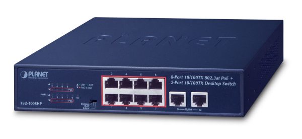 PLANET FSD-1008HP dispositivo de redes No administrado Fast Ethernet (10/100) Energía sobre Ethernet (PoE) 1U Azul - Imagen 2