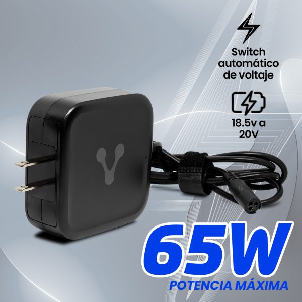 Vorago AU-405 adaptador e inversor de corriente Interior 65 W Negro - Imagen 4