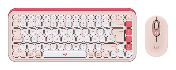 Logitech 920-013053 teclado Ratón incluido Universal Bluetooth QWERTY Español Rosa, Blanco