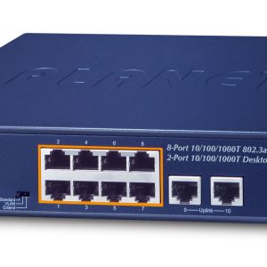 PLANET GSD-1008HP dispositivo de redes No administrado Gigabit Ethernet (10/100/1000) Energía sobre Ethernet (PoE) 1U Azul