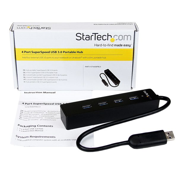 StarTech.com Adaptador Concentrador Hub USB 3.0 (5Gbps) Super Speed Portátil de 4 Puertos Salidas - Negro - Imagen 4