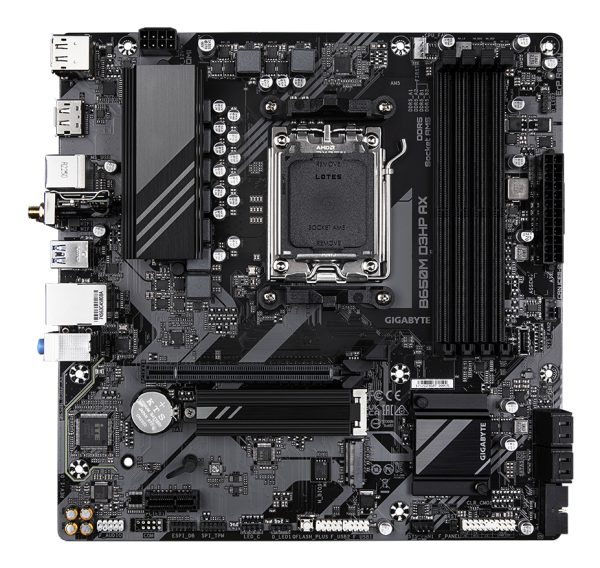 GIGABYTE B650M D3HP AX Placa base - AMD Ryzen serie 9000, VRM de 5+2+2 fases, hasta 8000 MHz DDR5 (OC), 2xPCIe 4.0 M.2, WIFI 6E, LAN 2,5 GbE, USB 3.2 Gen 1 - Imagen 2