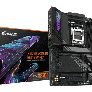 GIGABYTE X870E AORUS ELITE WIFI7 Placa Base - Compatible con CPUs AMD Ryzen 9000, 16+2+2 fases VRM digitales, hasta 8000Hz DDR5 (OC), 3xPCIe 5.0 + 1xPCIe 4.0, Wi-Fi 7, LAN 2.5GbE, USB 4