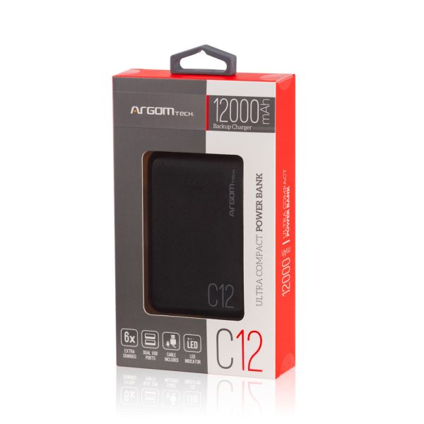 ArgomTech ARG-PB-1138BK batería externa Ión de litio 12000 mAh Negro - Imagen 2