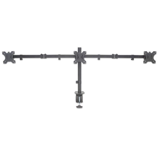 Manhattan Soporte para monitor, de escritorio, movimiento articulado, 3 pantallas planas de 13" a 27" máximo 7 kg cada una - Imagen 4