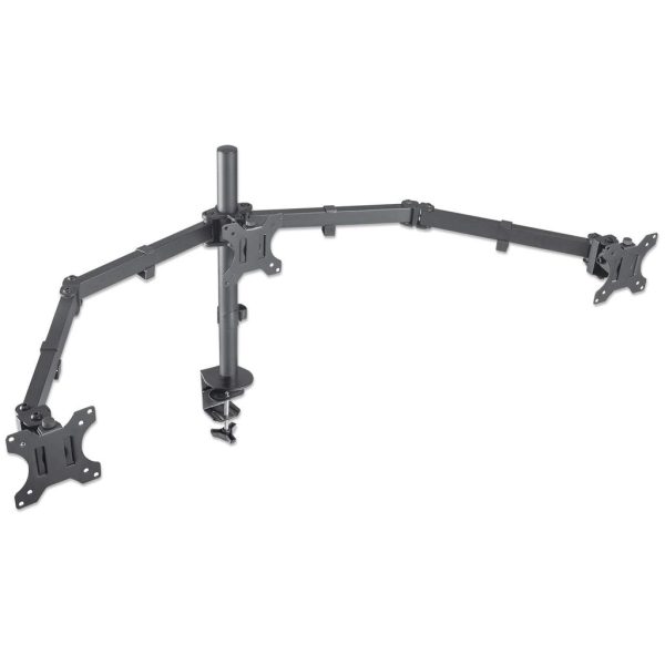 Manhattan Soporte para monitor, de escritorio, movimiento articulado, 3 pantallas planas de 13" a 27" máximo 7 kg cada una - Imagen 2