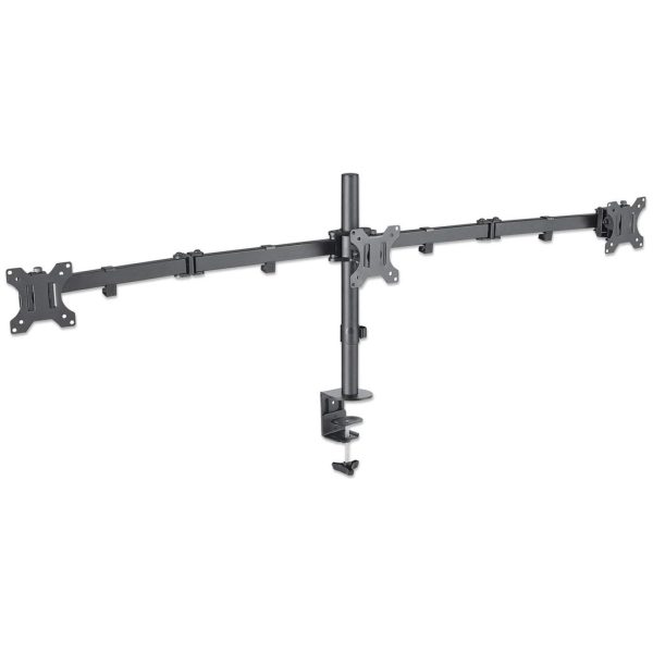 Manhattan Soporte para monitor, de escritorio, movimiento articulado, 3 pantallas planas de 13" a 27" máximo 7 kg cada una - Imagen 3