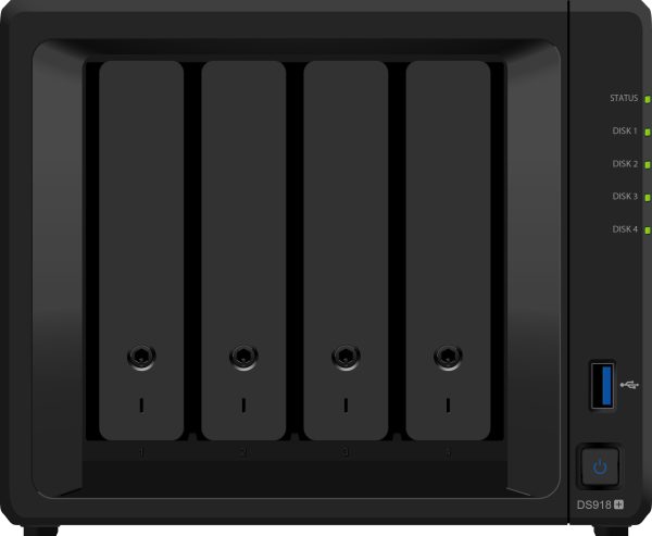 Synology DiskStation DS918+ servidor NAS o de almacenamiento Escritorio Intel® Celeron® J3455 4 GB DDR3L 0 TB DiskStation Manager Negro
